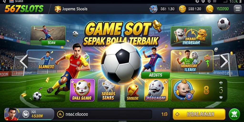 Tampilan gameplay menarik dari 567SLOTS dengan tema sepak bola.