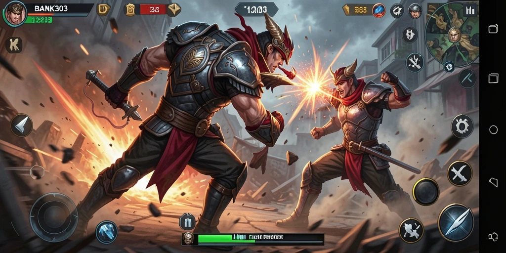 Screenshot menunjukkan aksi mendebarkan dalam game BANK303.