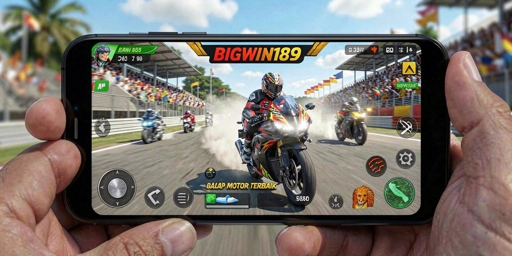 Tampilan gameplay balap motor yang mendebarkan di BIGWIN189.