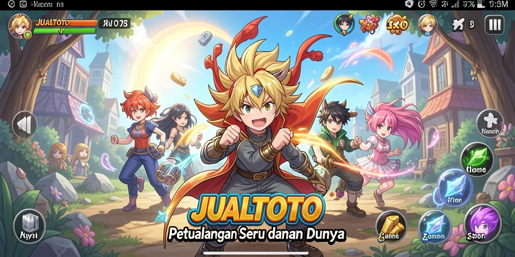 Tampilan gameplay menakjubkan dari JUALTOTO dengan karakter Anime.
