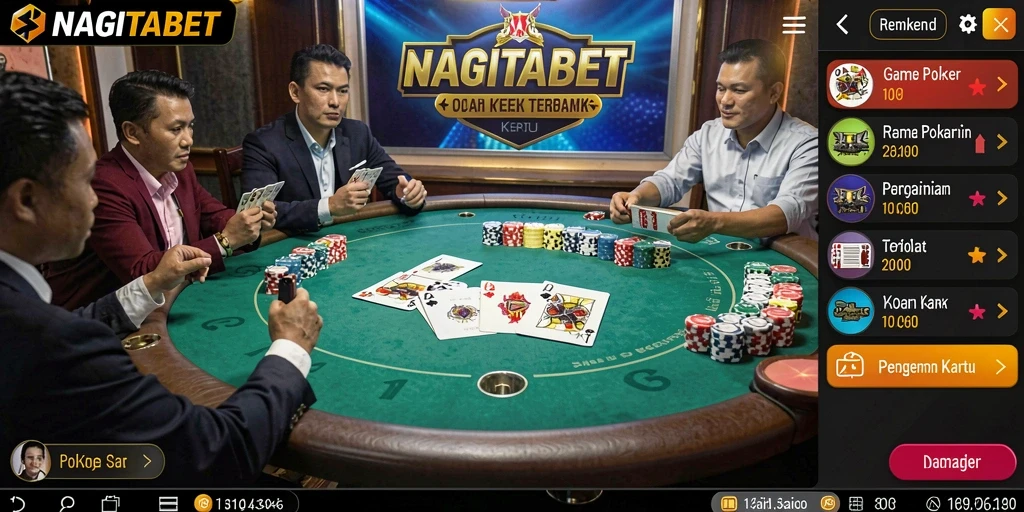Screenshot NAGITABET menunjukkan pemain poker sedang bersaing di meja virtual.