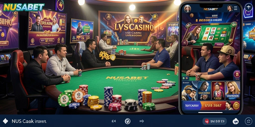 Tampilan gameplay Live Casino NUSABET yang mendebarkan dan interaktif.