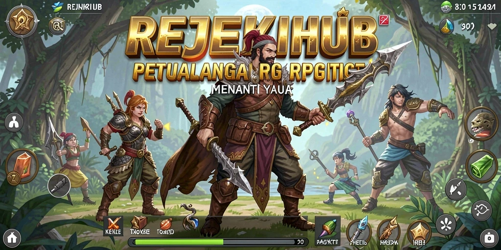 Screenshot gameplay <strong>REJEKIHUB</strong> menampilkan pertempuran epik dan karakter yang beragam.