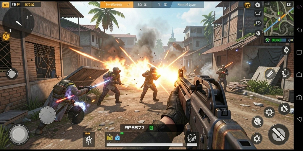 Screenshot utama RP6677 menampilkan aksi pertempuran seru dalam gameplay TPS.
